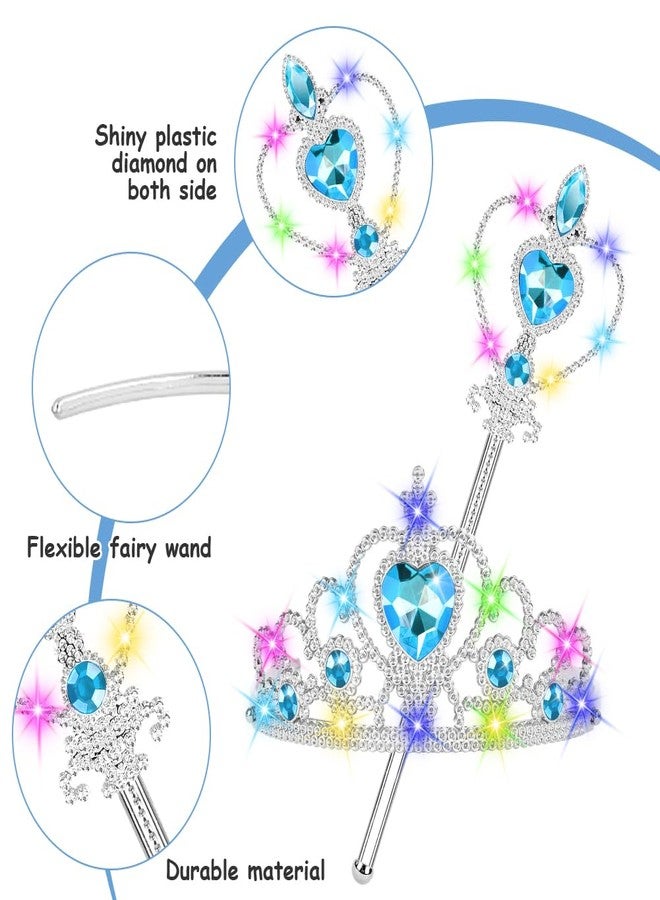 Vicloon 2PCS Light Up Princess Crown and Wands, Princess Dress Up Accessories for Little Girls, Princess Tiara Jewelry Toy for 3-6 Girl Christmas Birthday Cosplay Crown - Image 3